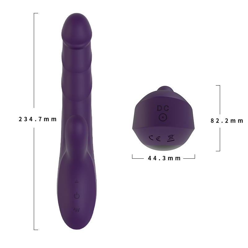 Stötande klitorisstimulerande vibratordildos för kvinnor